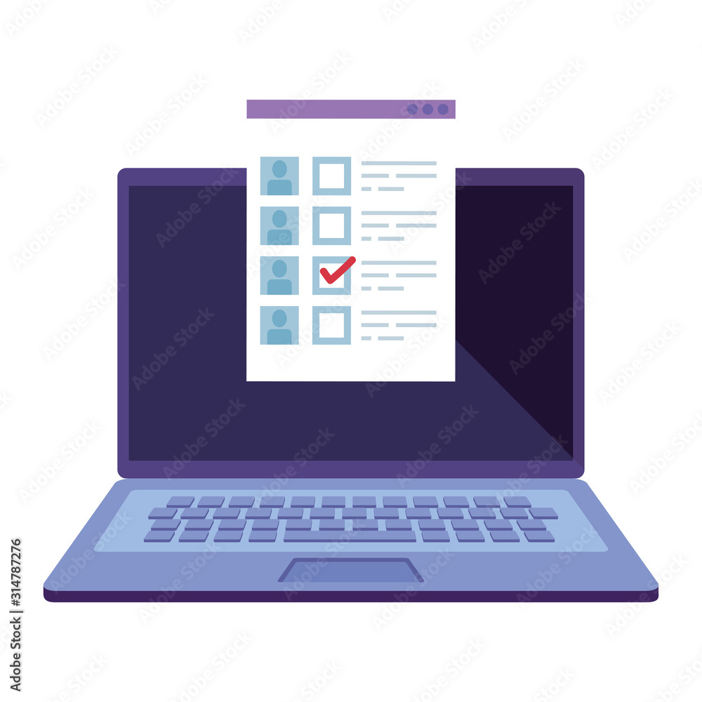 laptop computer for vote online line style icon laptop computer for vote online line style icon