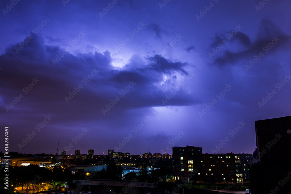 Thunder storm above London city