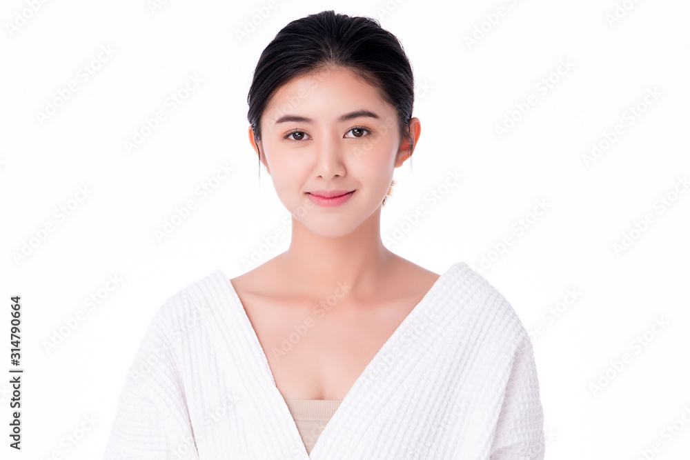 Portrait beautiful young asian woman clean fresh bare skin concept. Asian girl beauty face skincare and health wellness, Facial treatment, Perfect skin, Natural make up, on white background Portrait beautiful young asian woman clean fresh bare skin concept. Asian girl beauty face skincare and health wellness, Facial treatment, Perfect skin, Natural make up, on white background