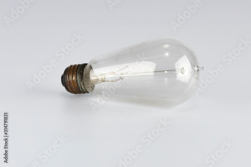 Antique Light Bulb on white background