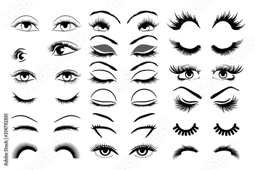 eyelashes vector set collection graphic clipart design photo