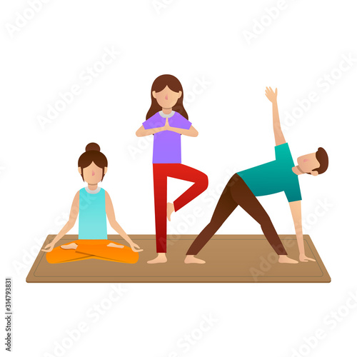People activity, doing yoga together