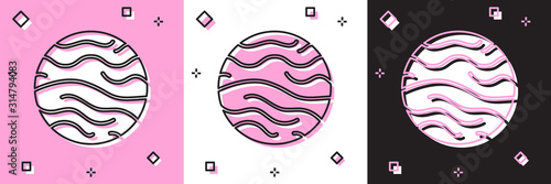 Set Planet Venus icon isolated on pink and white, black background. Vector Illustration