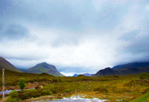 landscape with mountains and clouds