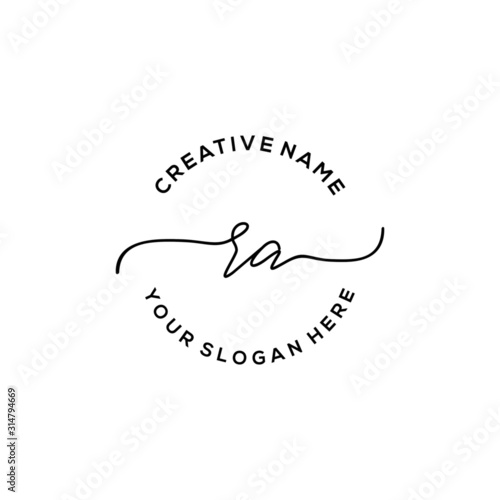 Initial letter RA Signature handwriting Logo Vector