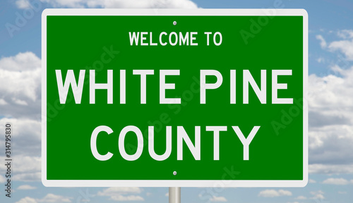 Rendering of a green 3d highway sign for White Pine County