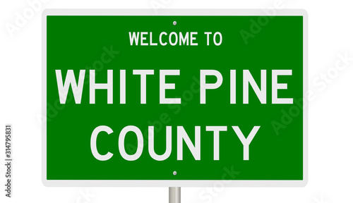 Rendering of a green 3d highway sign for White Pine County