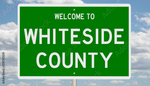 Rendering of a green 3d highway sign for Whiteside County photo