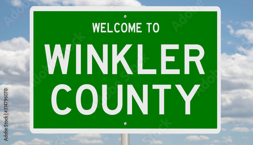 Rendering of a green 3d highway sign for Winkler County