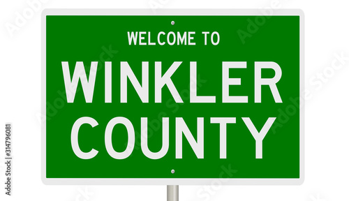 Rendering of a green 3d highway sign for Winkler County