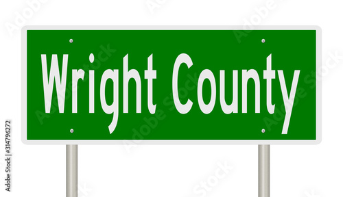 Rendering of a green 3d highway sign for Wright County photo