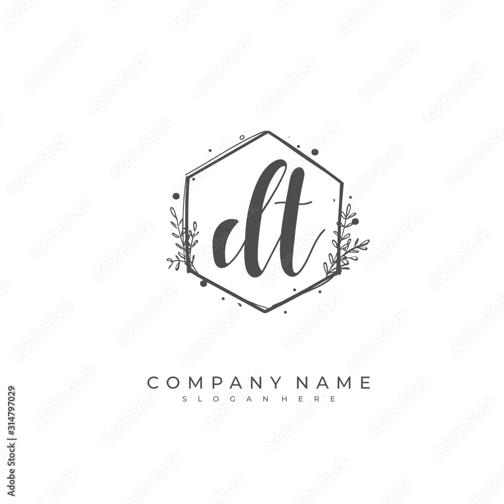 Handwritten initial letter D T DT for identity and logo. Vector logo template with handwriting and signature style. Handwritten initial letter D T DT for identity and logo. Vector logo template with handwriting and signature style.