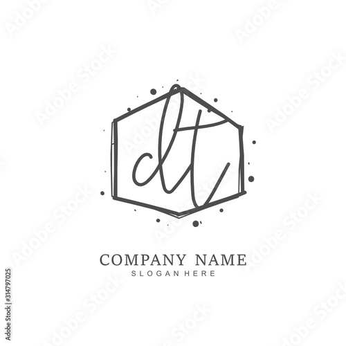 Handwritten initial letter D T DT for identity and logo. Vector logo template with handwriting and signature style. © D'Graphic Studio
