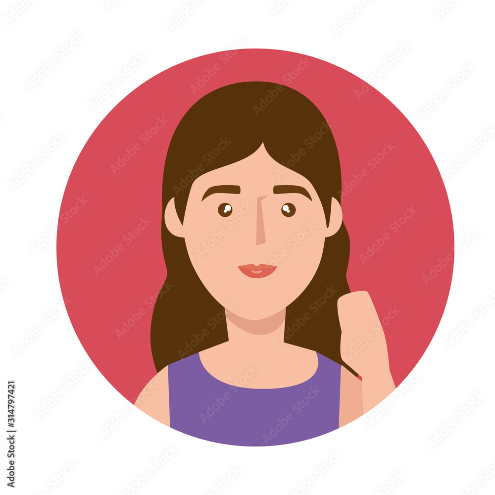 face young woman in frame circular avatar character icon vector illustration design face young woman in frame circular avatar character icon vector illustration design