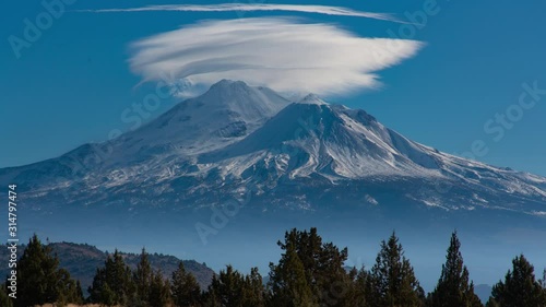 Lenticular Clouds over Mount Shasta, California photo