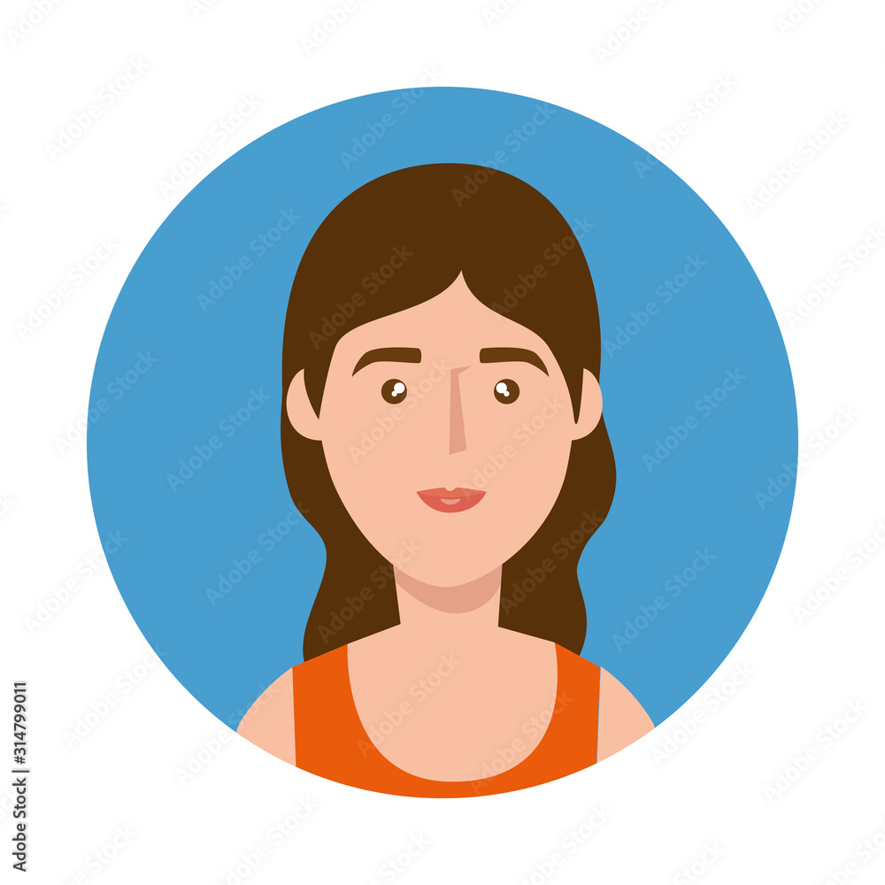 face young woman in frame circular avatar character icon vector illustration design face young woman in frame circular avatar character icon vector illustration design