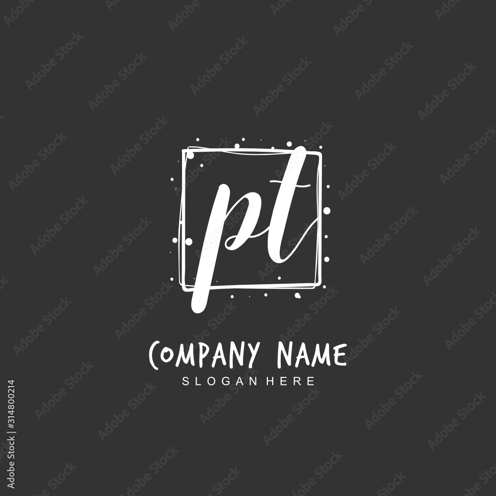 Handwritten initial letter P T PT for identity and logo. Vector logo template with handwriting and signature style. Handwritten initial letter P T PT for identity and logo. Vector logo template with handwriting and signature style.