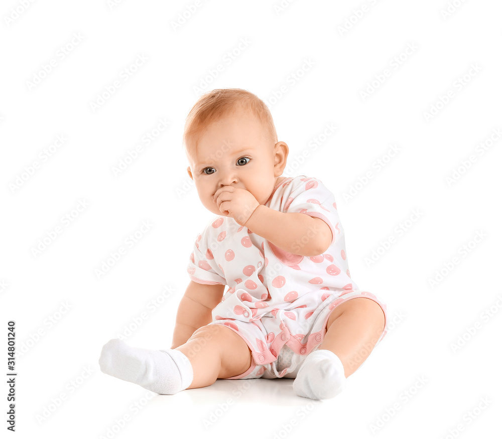 Portrait of cute baby on white background Portrait of cute baby on white background