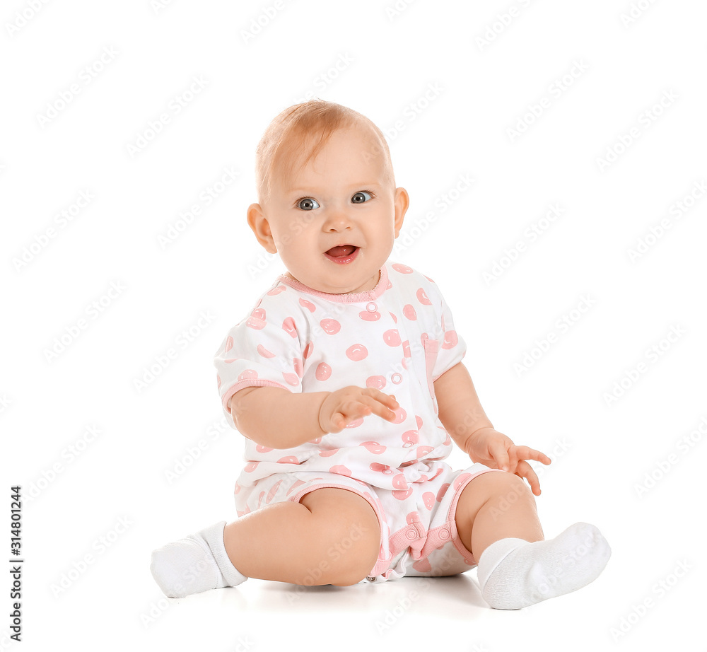 Portrait of cute baby on white background Portrait of cute baby on white background