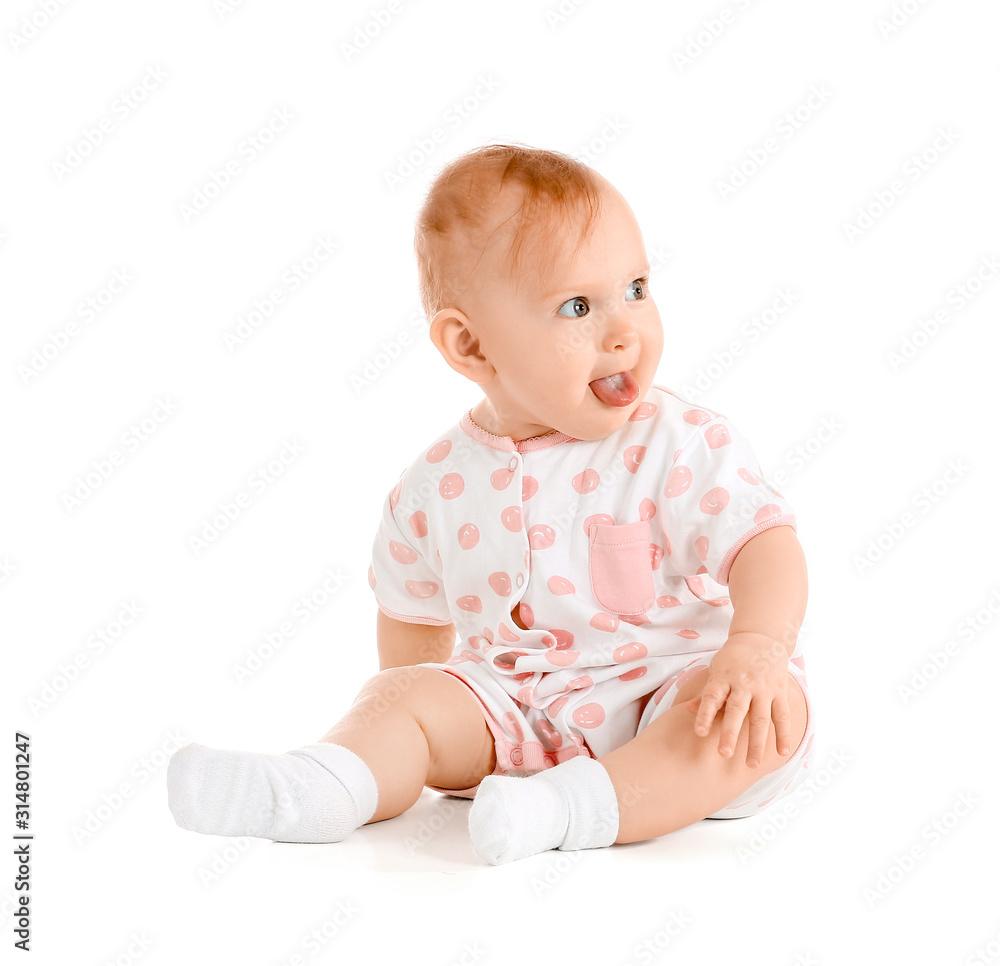 Portrait of cute baby on white background Portrait of cute baby on white background
