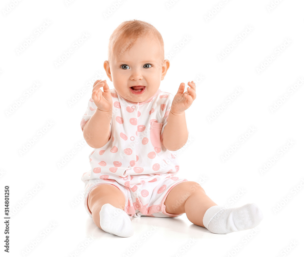 Portrait of cute baby on white background Portrait of cute baby on white background