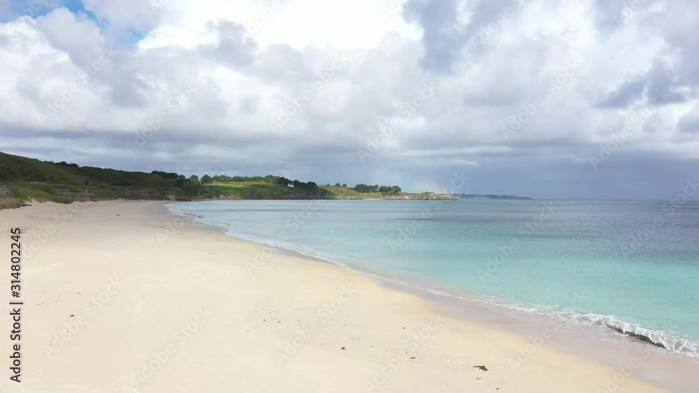 Plage de Grand Sable vu par Drone, Belle Ile en Mer, France Plage de Grand Sable vu par Drone, Belle Ile en Mer, France