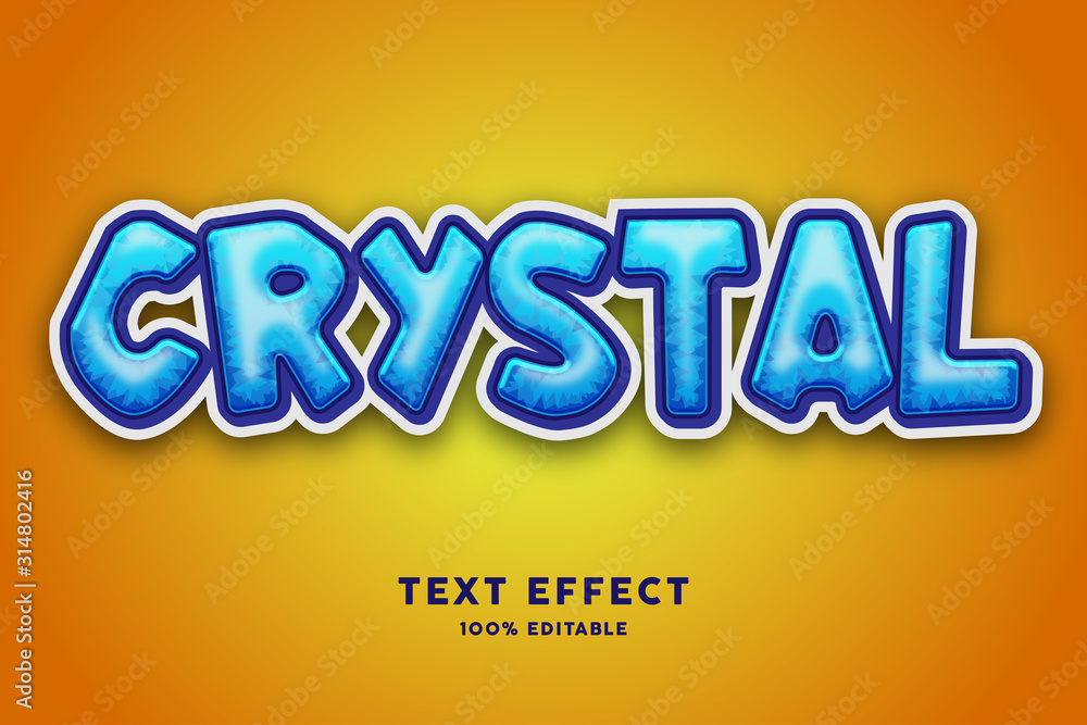 Blue crystal text effect, editable text