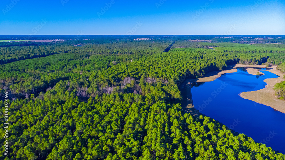Beautiful view of the lake near the bamahenge, Alabama USA