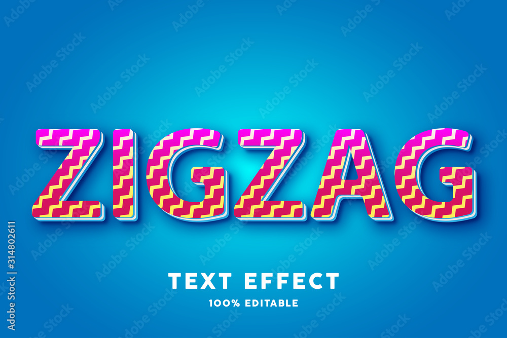 Red gradient with yellow zigzag lines text effect