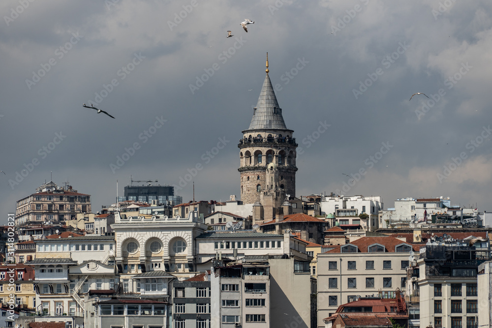 The beautiful Views of Galata Tower, Istanbul, Turkey.