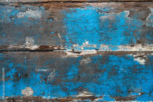Old wood painted in blue, texture or background