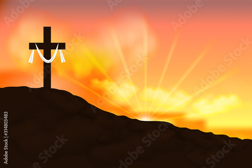 Christian Cross in Easter And is a symbol in remembrance of Jesus Christ