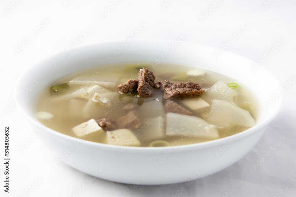 Korean food beef radish soup which is called soegogi muguk Korean food beef radish soup which is called soegogi muguk