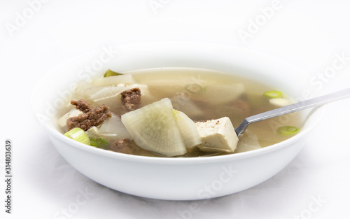 Korean food beef radish soup which is called soegogi muguk