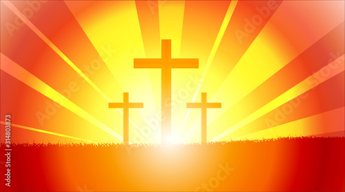 Christian Cross in Easter And is a symbol in remembrance of Jesus Christ