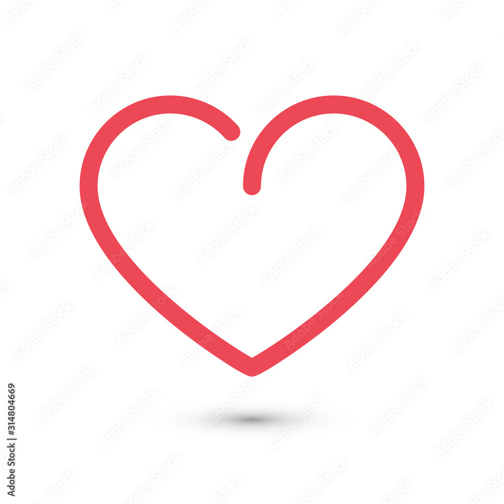 Simple line love rounded pink heart icon.