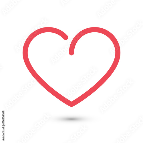 Simple line love rounded pink heart icon.