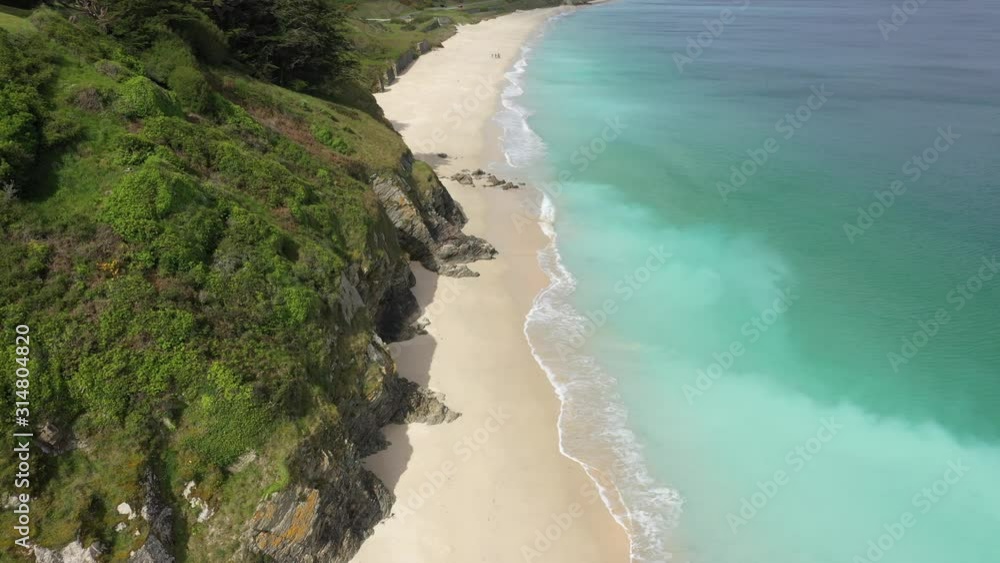 Plage de Grand Sable vu par Drone, Belle Ile en Mer, France Plage de Grand Sable vu par Drone, Belle Ile en Mer, France