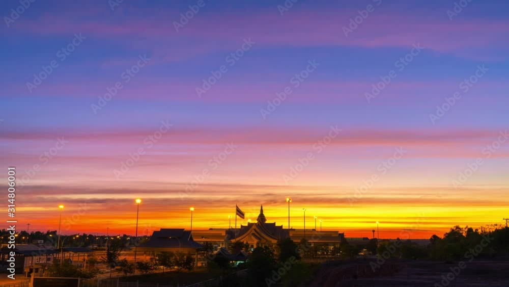 Time lapse of sunset at the Immigration Building, the 3rd Thai-Laos Friendship Bridge, Nakhon Phanom Province, Thailand Time lapse of sunset at the Immigration Building, the 3rd Thai-Laos Friendship Bridge, Nakhon Phanom Province, Thailand