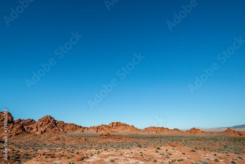 USA, Nevada, Clark County, Valley of Fire. A Clear blue sky on a perfect cloudless day makes a great background.