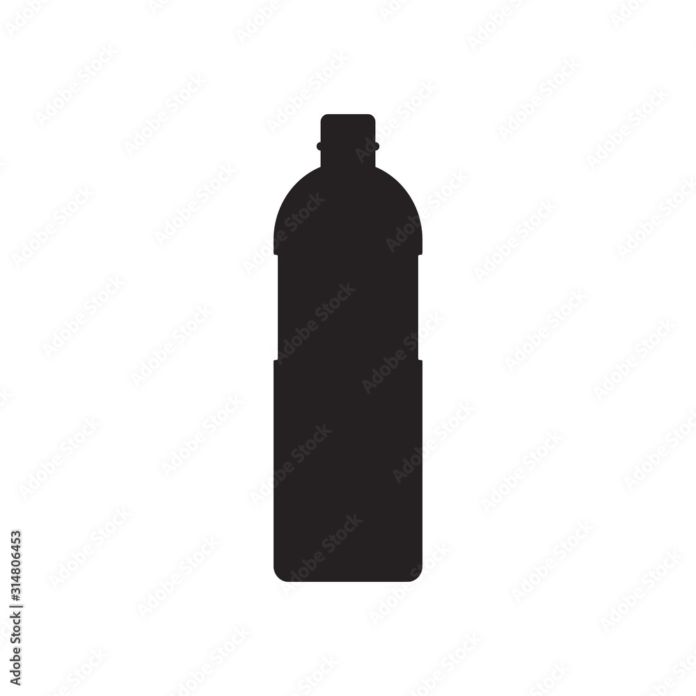 Silhouette bottle of water icon in flat style isolated on white background.