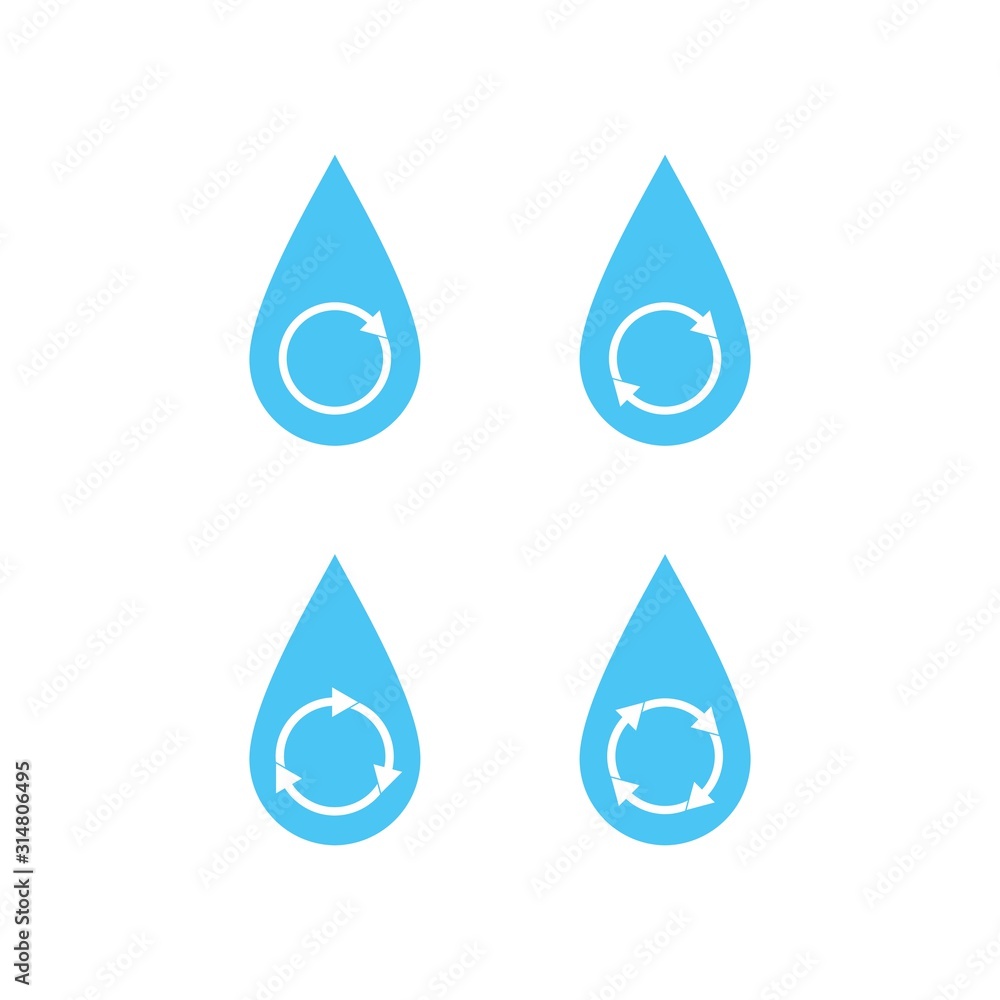 Water recycle logo design template. Recycling and save water sets vector design. Water recycle logo design template. Recycling and save water sets vector design.