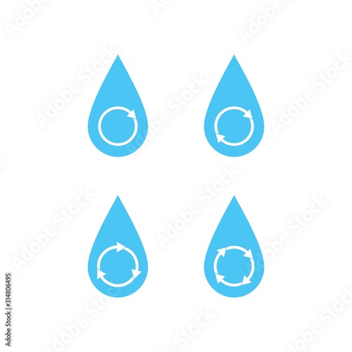 Water recycle logo design template. Recycling and save water sets vector design.