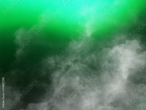 smoke white group on green background design concept in sky green and white could