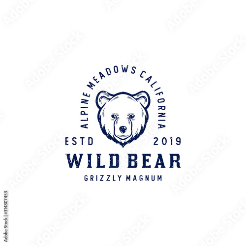 bear face logo design. vintage logo design with bear face vector illustration