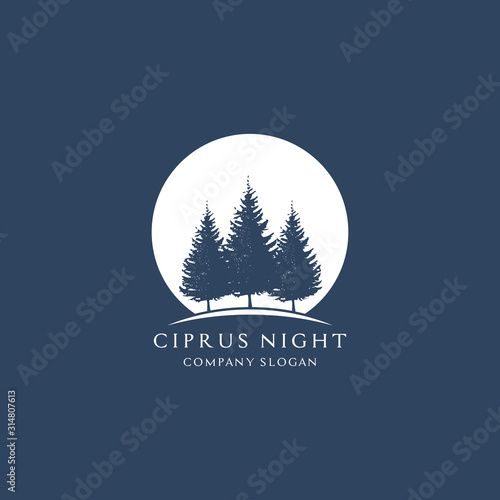 Rustic Retro Vintage Evergreen, Pines, Spruce, Cedar trees logo design inspiration