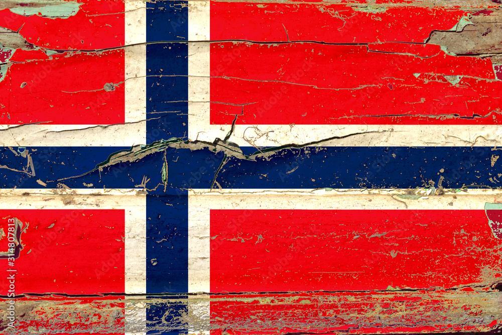 Fototapeta premium 3D Flag of Norway on wood