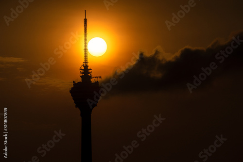 KUALA LUMPUR  MALAYSIA - 12th JAN 2020  The Kuala Lumpur Tower is a communications tower located in Kuala Lumpur  Malaysia. It features an antenna that increases its height to 421 metres.