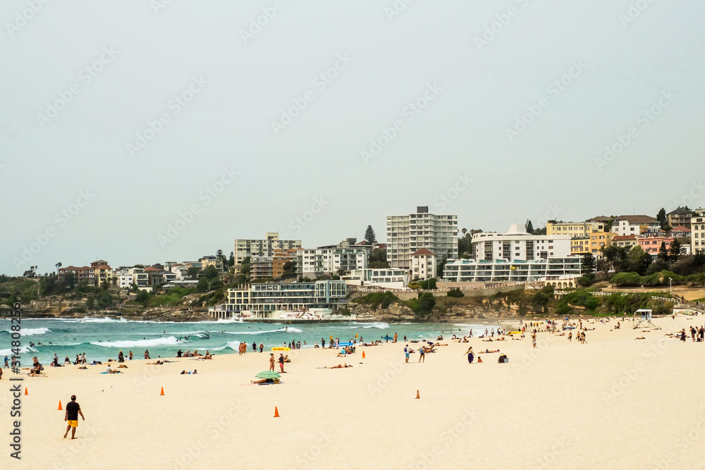 Tourists at the Bondi Beach in Sydney, Australia