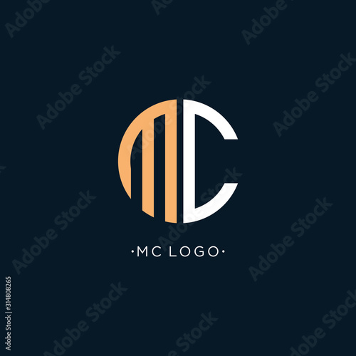 MC Circle Initials Letter Logo Design with Sans Serif Font Vector Illustration. - Vector